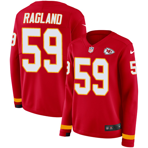 Nike Kansas City Chiefs #59 Reggie Ragland Red Team Color Women’s Stitched NFL Limited Therma Long Sleeve Jersey