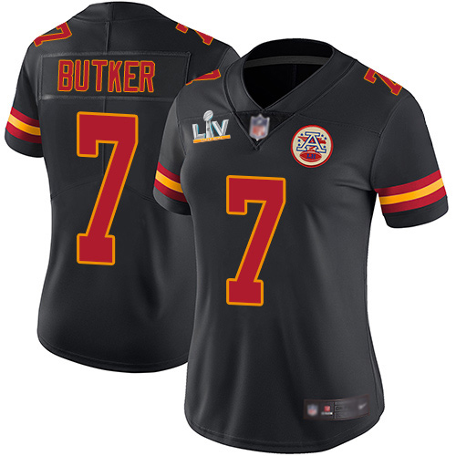 Nike Kansas City Chiefs #7 Harrison Butker Black Women’s Super Bowl LV Bound Stitched NFL Limited Rush Jersey