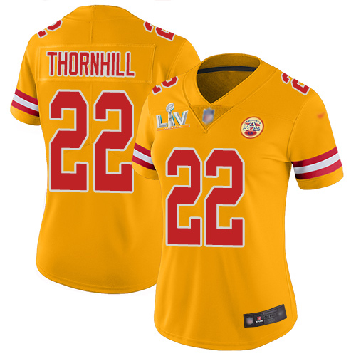 Nike Kansas City Chiefs #22 Juan Thornhill Gold Women’s Super Bowl LV Bound Stitched NFL Limited Inverted Legend Jersey