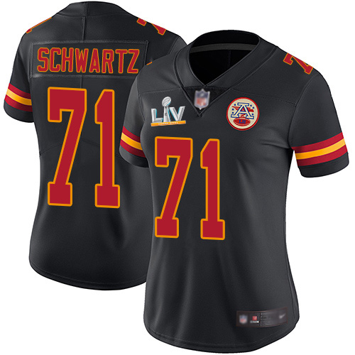 Nike Kansas City Chiefs #71 Mitchell Schwartz Black Women’s Super Bowl LV Bound Stitched NFL Limited Rush Jersey