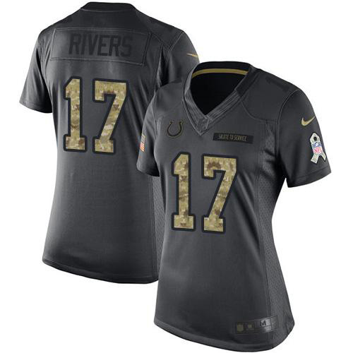 Nike Indianapolis Colts #17 Philip Rivers Black Women’s Stitched NFL Limited 2016 Salute to Service Jersey