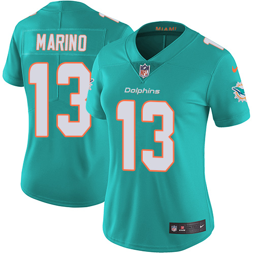 Nike Miami Dolphins #13 Dan Marino Aqua Green Team Color Women’s Stitched NFL Vapor Untouchable Limited Jersey