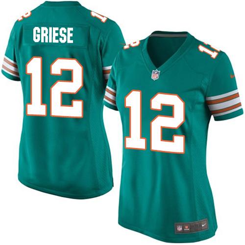 Nike Miami Dolphins #12 Bob Griese Aqua Green Alternate Women’s Stitched NFL Elite Jersey