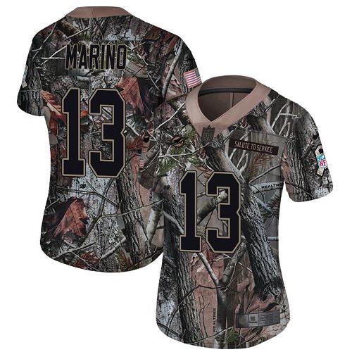 Nike Miami Dolphins #13 Dan Marino Camo Women’s Stitched NFL Limited Rush Realtree Jersey