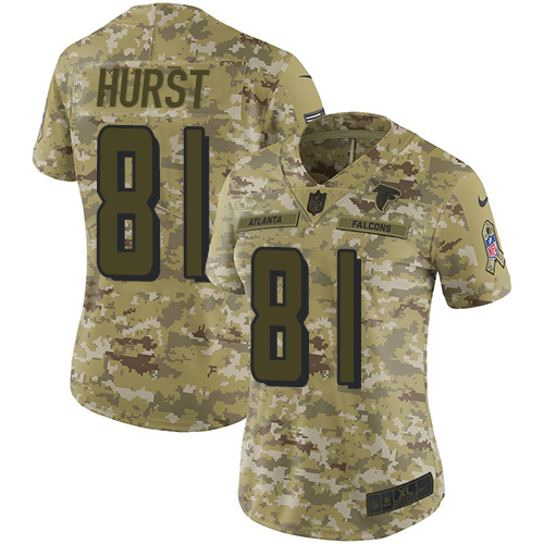 Nike Atlanta Falcons No81 Hayden Hurst White/Pink Women's Stitched NFL Limited Rush Fashion Jersey