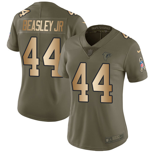 Nike Atlanta Falcons #44 Vic Beasley Jr Olive/Gold Women’s Stitched NFL Limited 2017 Salute to Service Jersey