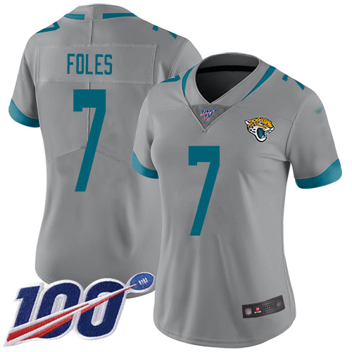 Nike Jacksonville Jaguars #7 Nick Foles Silver Women’s Stitched NFL Limited Inverted Legend 100th Season Jersey