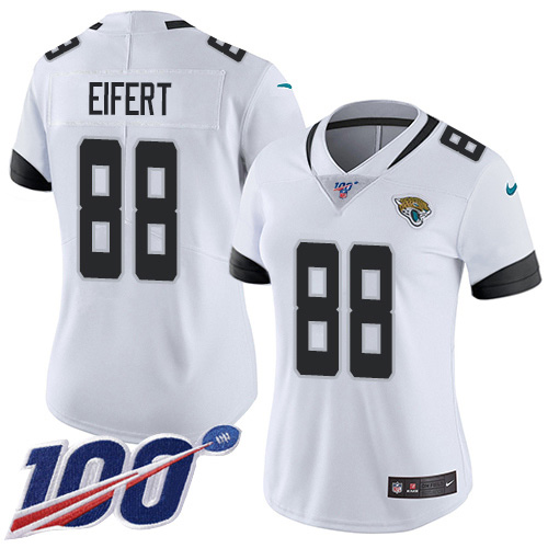 Nike Jacksonville Jaguars #88 Tyler Eifert White Women’s Stitched NFL 100th Season Vapor Untouchable Limited Jersey