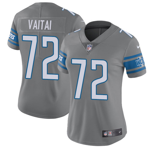 Nike Detroit Lions #72 Halapoulivaati Vaitai Gray Women’s Stitched NFL Limited Rush Jersey