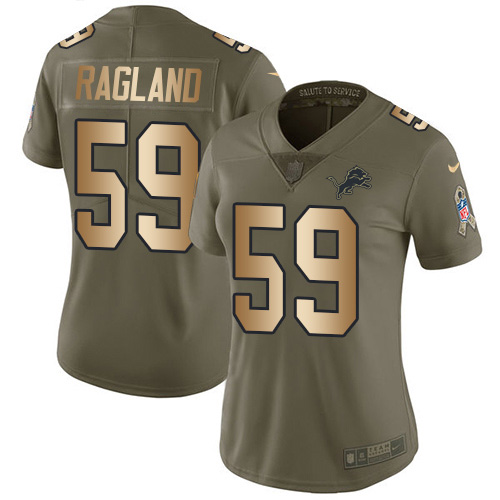 Nike Detroit Lions #59 Reggie Ragland Olive/Gold Women’s Stitched NFL Limited 2017 Salute To Service Jersey