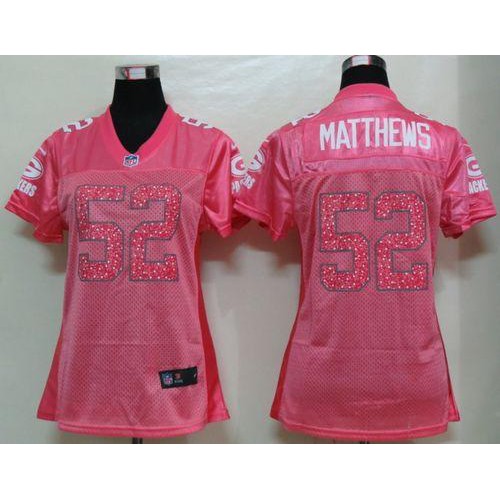 Nike Green Bay Packers #52 Clay Matthews Pink Sweetheart Women's NFL Game Jersey