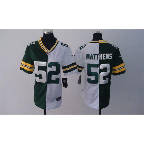 Nike Green Bay Packers #52 Clay Matthews Green/White Women’s Stitched NFL Elite Split Jersey
