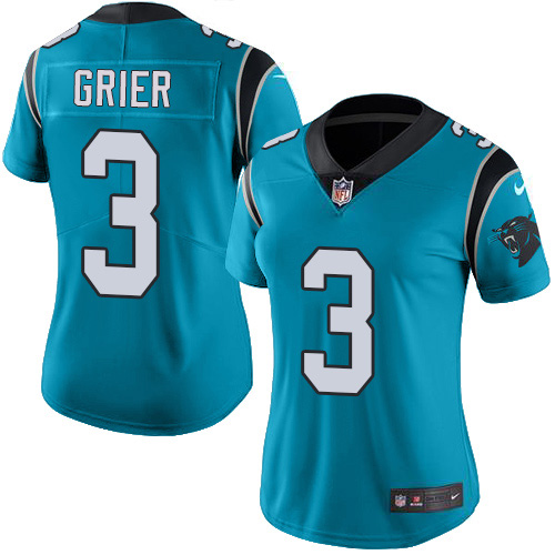 Nike Carolina Panthers #3 Will Grier Blue Alternate Women’s Stitched NFL Vapor Untouchable Limited Jersey