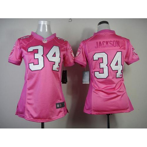 Nike Las Vegas Raiders #34 Bo Jackson Pink New Women’s Be Luv’d Stitched NFL Elite Jersey
