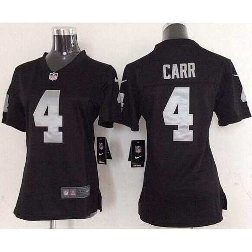 Nike Las Vegas Raiders #4 Derek Carr Black Team Color Women’s Stitched NFL Elite Jersey