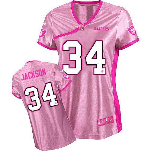 Nike Las Vegas Raiders #34 Bo Jackson Pink Women’s Be Luv’d Stitched NFL Elite Jersey