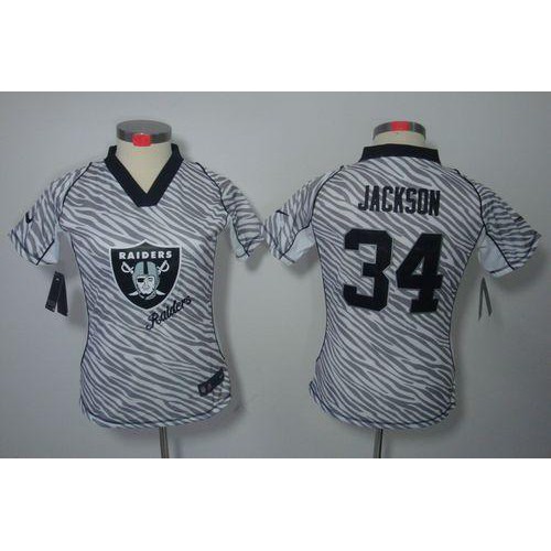 Nike Las Vegas Raiders #34 Bo Jackson Zebra Women’s Stitched NFL Elite Jersey