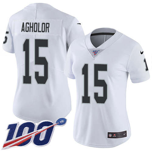 Nike Las Vegas Raiders #15 Nelson Agholor White Women’s Stitched NFL 100th Season Vapor Untouchable Limited Jersey