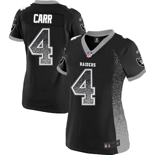 Nike Las Vegas Raiders #4 Derek Carr Black Women’s Stitched NFL Elite Drift Fashion Jersey