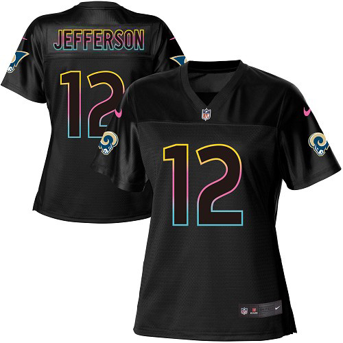 Nike Los Angeles Rams #12 Van Jefferson Black Women’s NFL Fashion Game Jersey