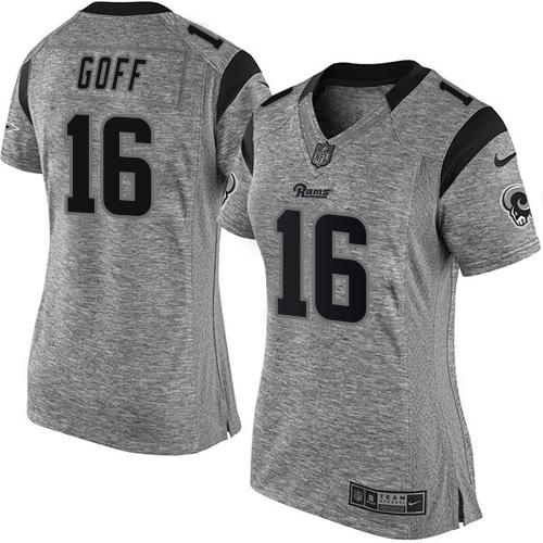 Nike Los Angeles Rams #16 Jared Goff Gray Women’s Stitched NFL Limited Gridiron Gray Jersey