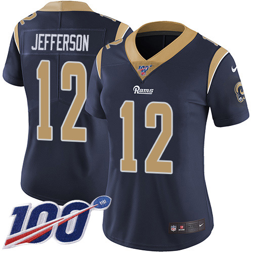 Nike Los Angeles Rams #12 Van Jefferson Navy Blue Team Color Women’s Stitched NFL 100th Season Vapor Untouchable Limited Jersey