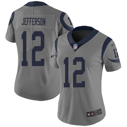 Nike Los Angeles Rams #12 Van Jefferson Gray Women’s Stitched NFL Limited Inverted Legend Jersey