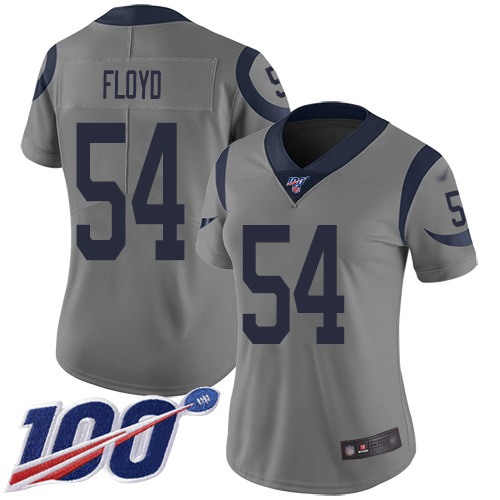 Nike Los Angeles Rams #54 Leonard Floyd Gray Women’s Stitched NFL Limited Inverted Legend 100th Season Jersey