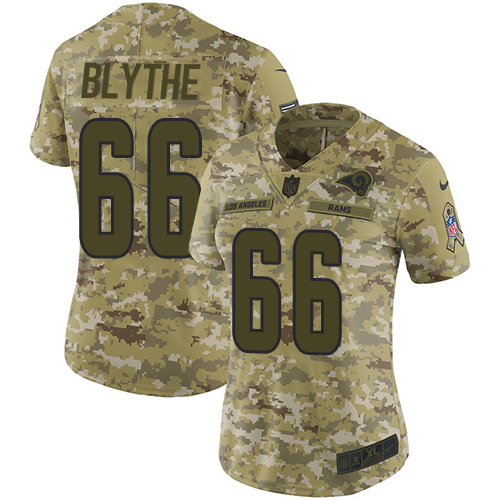 Nike Los Angeles Rams #66 Austin Blythe Camo Women’s Stitched NFL Limited 2018 Salute To Service Jersey