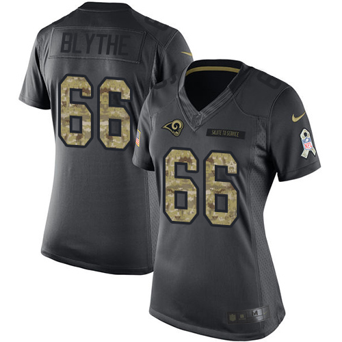 Nike Los Angeles Rams #66 Austin Blythe Black Women’s Stitched NFL Limited 2016 Salute to Service Jersey