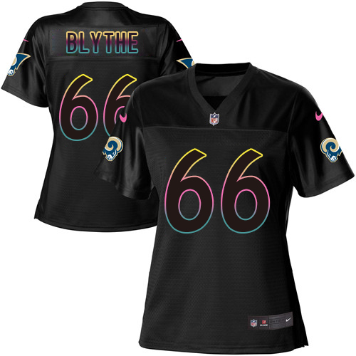 Nike Los Angeles Rams #66 Austin Blythe Black Women’s NFL Fashion Game Jersey