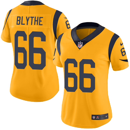 Nike Los Angeles Rams #66 Austin Blythe Gold Women’s Stitched NFL Limited Rush Jersey