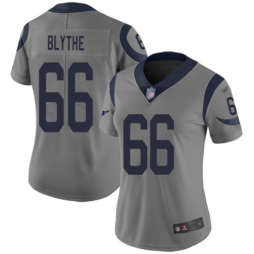 Nike Los Angeles Rams #66 Austin Blythe Gray Women’s Stitched NFL Limited Inverted Legend Jersey