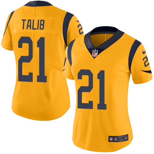 Nike Los Angeles Rams #21 Aqib Talib Gold Women’s Stitched NFL Limited Rush Jersey