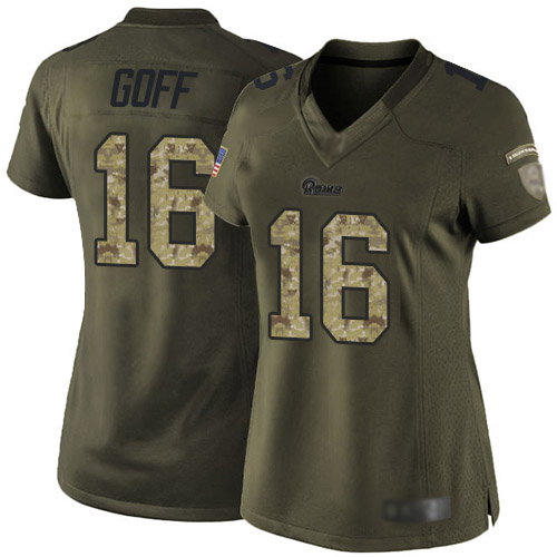 Nike Los Angeles Rams #16 Jared Goff Green Women’s Stitched NFL Limited 2015 Salute to Service Jersey