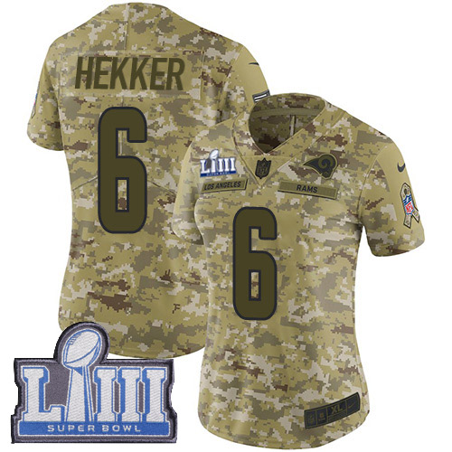 Nike Los Angeles Rams No6 Johnny Hekker Camo Youth Stitched NFL Limited 2018 Salute to Service Jersey