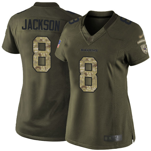Nike Baltimore Ravens #8 Lamar Jackson Green Women’s Stitched NFL Limited 2015 Salute to Service Jersey
