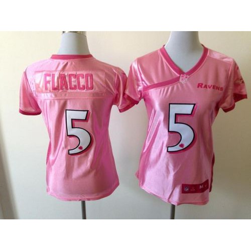 Nike Baltimore Ravens #5 Joe Flacco New Pink Women’s Be Luv’d Stitched NFL Elite Jersey