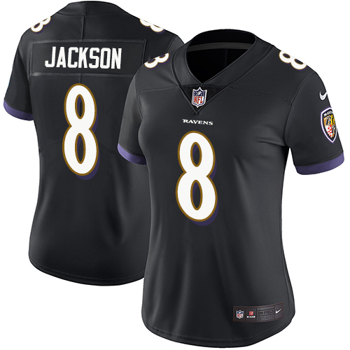 Nike Baltimore Ravens #8 Lamar Jackson Black Alternate Women’s Stitched NFL Vapor Untouchable Limited Jersey