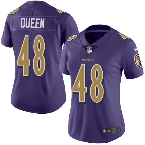 Nike Baltimore Ravens #48 Patrick Queen Purple Women’s Stitched NFL Limited Rush Jersey