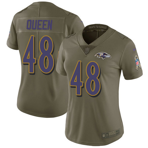 Nike Baltimore Ravens #48 Patrick Queen Olive Women’s Stitched NFL Limited 2017 Salute To Service Jersey