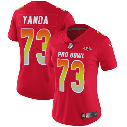 Nike Baltimore Ravens #73 Marshal Yanda Red Women’s Stitched NFL Limited AFC 2019 Pro Bowl Jersey