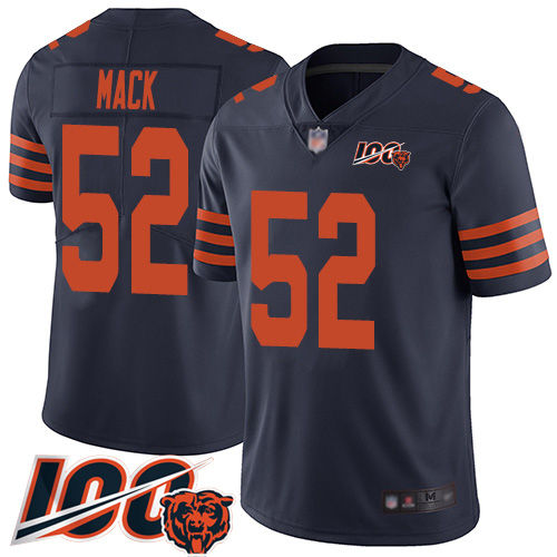 Nike Chicago Bears #52 Khalil Mack Navy Blue Alternate Youth Stitched NFL 100th Season Vapor Limited Jersey