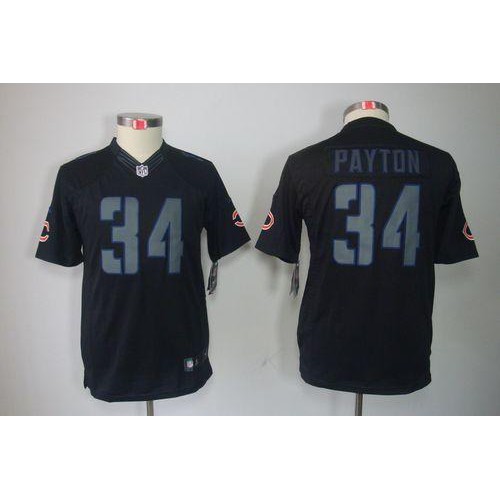 Nike Chicago Bears #34 Walter Payton Black Impact Youth Stitched NFL Limited Jersey
