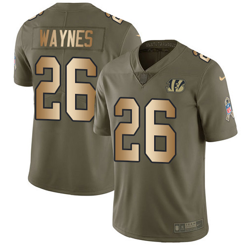 Nike Cincinnati Bengals #26 Trae Waynes Olive/Gold Youth Stitched NFL Limited 2017 Salute To Service Jersey