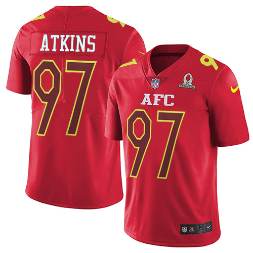Nike Cincinnati Bengals #97 Geno Atkins Red Youth Stitched NFL Limited AFC 2017 Pro Bowl Jersey