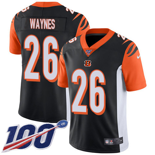 Nike Cincinnati Bengals #26 Trae Waynes Black Team Color Youth Stitched NFL 100th Season Vapor Untouchable Limited Jersey