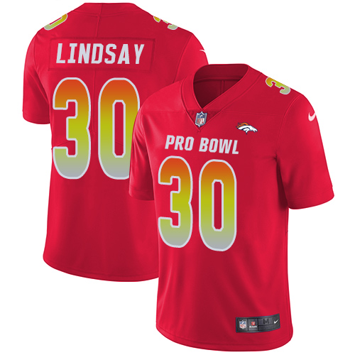 Nike Denver Broncos #30 Phillip Lindsay Red Youth Stitched NFL Limited AFC 2019 Pro Bowl Jersey