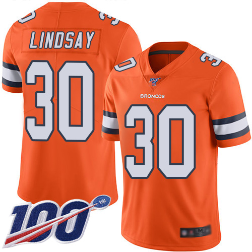 Nike Denver Broncos #30 Phillip Lindsay Orange Youth Stitched NFL Limited Rush 100th Season Jersey