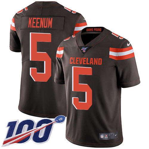 Nike Cleveland Browns #5 Case Keenum Brown Team Color Youth Stitched NFL 100th Season Vapor Untouchable Limited Jersey